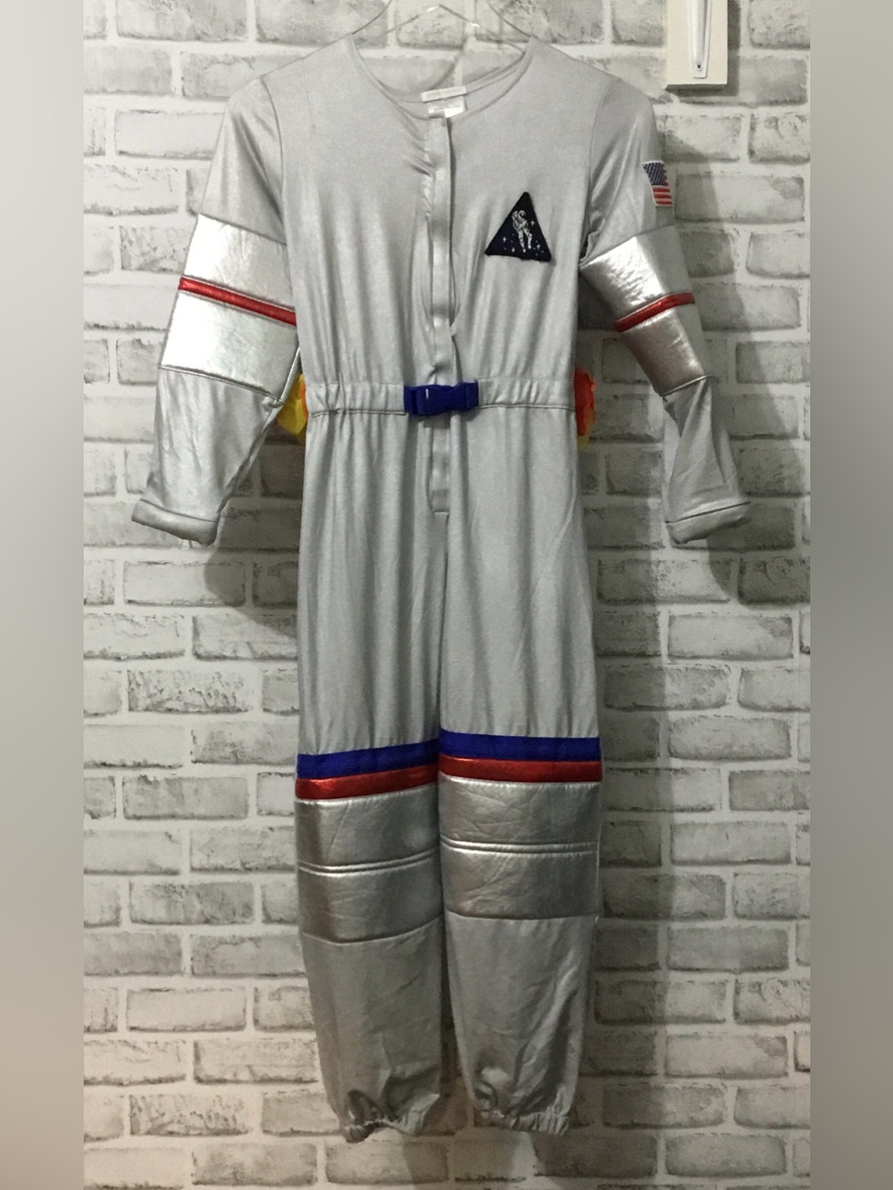 Pottery Barn Kids Shimmery Silver Halloween Astronaut Costume Jumpsuit